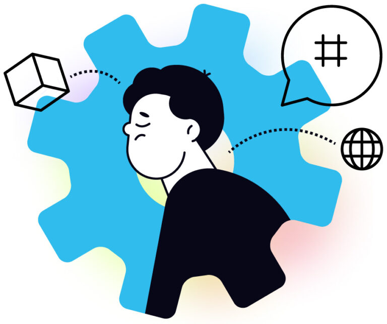 What are the biggest mistakes companies make with marketing ops? hero shows a marketing ops person superimposed on a gear seemingly struggling with decisions