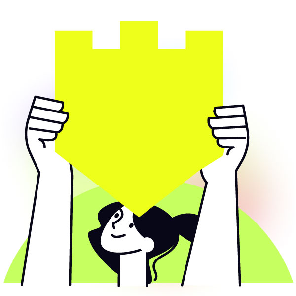 Security Is Everyone's Responsibility hero shows a woman holding up a security badge