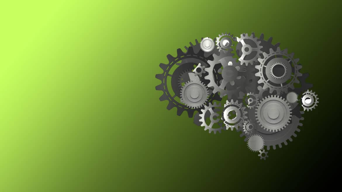 Marketing Operations Intelligence hero shows a brain constructed of overlapping gears