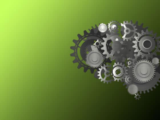 Marketing Operations Intelligence hero shows a brain constructed of overlapping gears